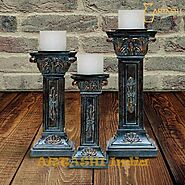 Candle holder wood, vintage candle stand from Factory ARTASHI India