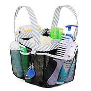 Mesh Shower Caddy Tote, Dorm Bathroom Caddy Organizer with Key Hook and 2 Durable Handles, Quick Hold, 8 Basket Pockets