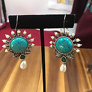 Pearls and Turquoise Stone Earrings – Vintarust