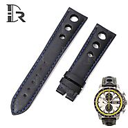 Handmade Leather rally strap for Chopard Mille Miglia watch – Black Calfskin with 3 holes