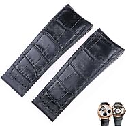 Curved-end alligator Leather watch strap fit for Corum Bubble Casino watch – Handmade