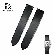 Custom Black satin leather strap for Cartier Tank – Replacement watch band