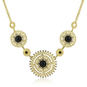Amatyzt | Midnight Sun Crystal and Onyx Cabochon Gold Necklace
