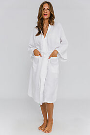 Buy Washed Linen Bathrobe Kimono Style Laís from Linenshed UK