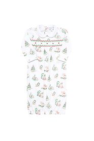 Buy Christmas Toile Smocked Gown For Babies – Nella Pima