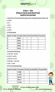 Face Value and Place Value Worksheet
