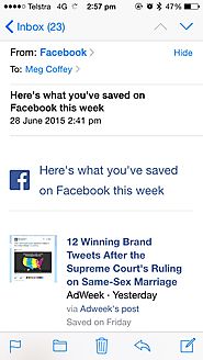 Facebook Emails Users to Remind Them of Saved Stories