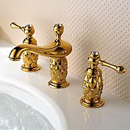 Antique Ti-PVD Finish Brass Three Hole Two Handle Bathroom Sink Faucet At FaucetsDeal.com