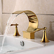 Gold Plated Finish Ti-PVD Brass three sets of bathroom sink faucet At FaucetsDeal.com