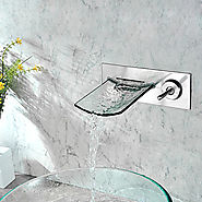 Wall Mounted Nickel Copper Waterfall Bathroom Sink Faucet At FaucetsDeal.com