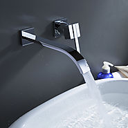 Contemporary Brass Waterfall Bathroom Sink Faucet At FaucetsDeal.com