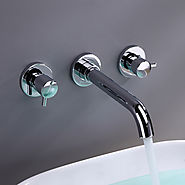 Chrome Finish Wall Mount Bathroom Sink Faucet (Widespread) At FaucetsDeal.com