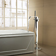 Solid Brass Floor Standing Tub Shower Faucet with Hand Shower At FaucetsDeal.com