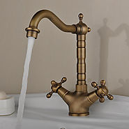 Antique Deck Mounted Inspired Brass Kitchen Faucet At FaucetsDeal.com