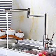 Stainless Steel Lead-Free Kitchen Mixer Tap Faucet Nickel Brushed Kitchen Faucet At FaucetsDeal.com