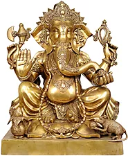 31" Large Size Lord Ganesha In Brass