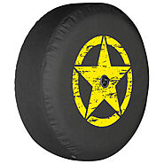 Buy Now Jeep Wrangler JL Yellow Distressed Star Soft Tire Cover | Made in USA