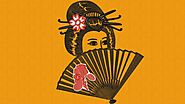 Japanese Art Geisha Hand Fan Embroidery Designs