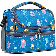 FlowFly Double Decker Cooler Insulated Lunch Bag [Blue-Mermaid]