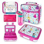 Bento Box, Lunch Bag, Ice Pack & Water Botle Set [Pink Lt Blue Fairy Set]