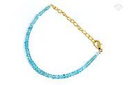 Paraiba Apatite Bracelet, Gold & Silver Plated Bracelet, Blue Paraiba Apatite, Beads Gemstone, Faceted Beads Bracelet...