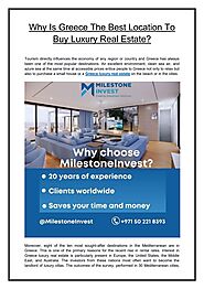 Why Is Greece The Best Location To Buy Luxury Real Estate? by Milestone Invest
