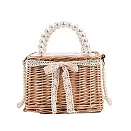 Pearl handle straw handbag - PulBag