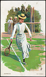 Women playing tennis by Andreas Bloch c. 1900 (Norwegian, 1860 – 1917)