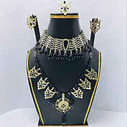 Black Jewelry Set, Four Piece Jewelry Set, Black Beads With Motif Jewe – Vintarust