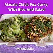 😋Masala Chick Pea Curry With Rice And Salad😋