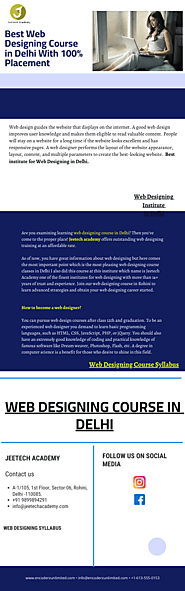 Best Web Designing Course in Delhi with 100% Placement - by Pankaj malik [Infographic]