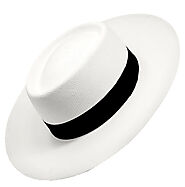 Designer White Wide Brim Panama Hats For Men's - Scarves & Fedoras