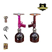 Frosted Design Glass Hookah Shisha - Pink & Brown Combination