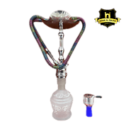 Frosted Design Glass Hookah Shisha - mix color and white - Noor Al Qalaa