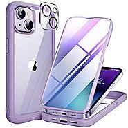 Miracase Glass Series Designed for iPhone 14 Case with Camera Protector - Purple