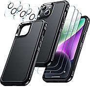 Temdan [7 in 1] for iPhone 14 Case, with [3X Tempered Glass Screen Protector+3X Camera Lens Protector]