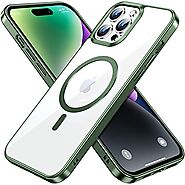 Magnetic Slim Clear Case for iPhone 14 Pro [Not Yellowing] Alpine Green