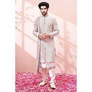 Dusty Lavender Embellished Sherwani Set