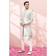 Pebble Grey Embellished Sherwani Set