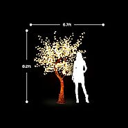 8FT Tall Warm White - AC Adaptor Waterproof Cherry Blossom LED Tree - Indoor / Outdoor Lighted Tree Lamp - Light Up T...