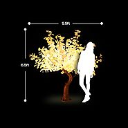 6FT Tall Warm White Lighted Tree - Waterproof Ginkgo LED Tree - Artificial Floral Decorative Indoor / Outdoor Lighted...