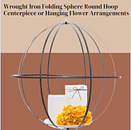Wrought Iron Folding Sphere Round Hoop Centerpiece or Hanging Flower Arrangements