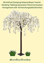 6ft Artificial Drooping Wisteria Bloom Tree for Wedding Tabletop Decoration Floral Centerpiece -Arrangement with 10 I...