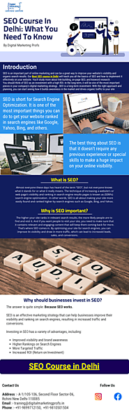SEO Course In Delhi: What You Need To Know - by Govind Ram [Infographic]