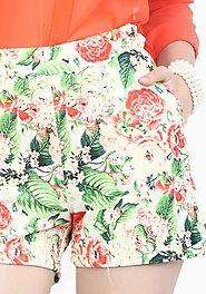High Rise Scuba Shorts - Day Floral