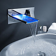 Color Changing LED Waterfall Bathroom Sink Faucet (Wall Mount) At FaucetsDeal.com