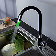 Painting Finish Kitchen Faucet with Color Changing LED Light At FaucetsDeal.com