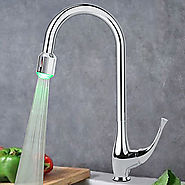 Contemporary LED Pullout Spray Brass Chrome Kitchen Faucet At FaucetsDeal.com