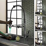 Contemporary Deck Mounted LED Brass Chrome Kitchen Faucet At FaucetsDeal.com