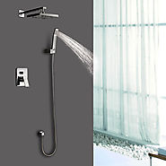 Contemporary Wall mounted Rain Chrome Wall mount Shower Faucet At FaucetsDeal.com